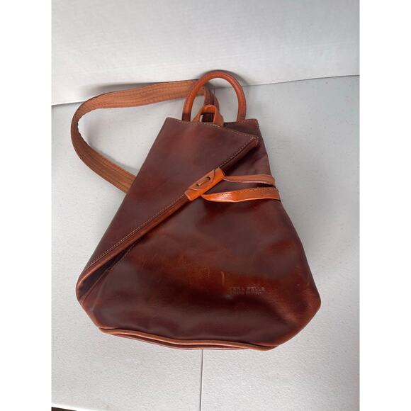 Vera Pelle Handbags - Vera Pelle Made in Italy Leather Shoulder Zip Sling backpack